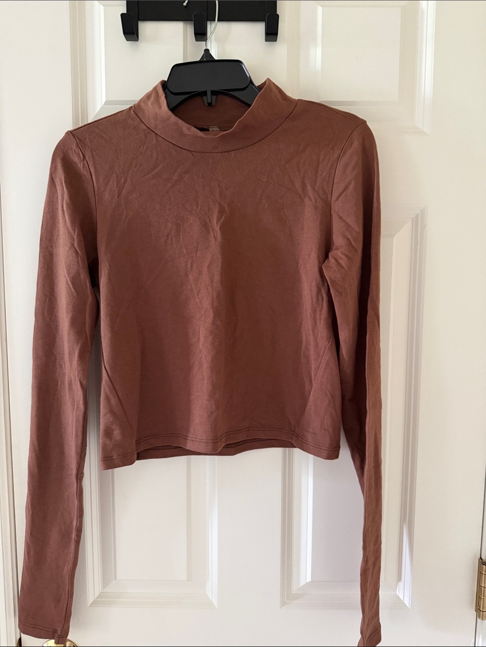FP Movement by Free People Rusty Brown Mock Neck Long Sleeve Top